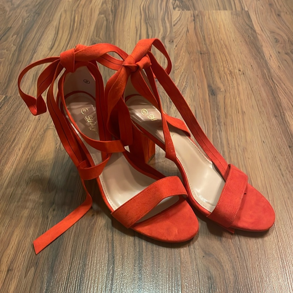 Red Strap Up Heels